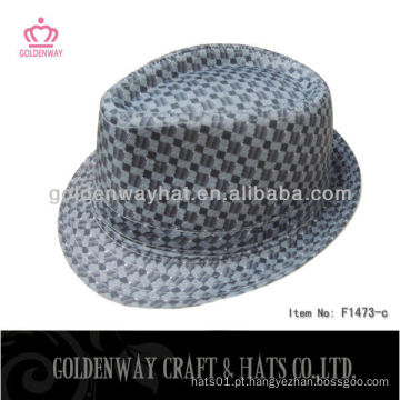 Black check fedora chapéu camuflagem poliéster xadrez estilo bonito borsalino modelo fábrica venda